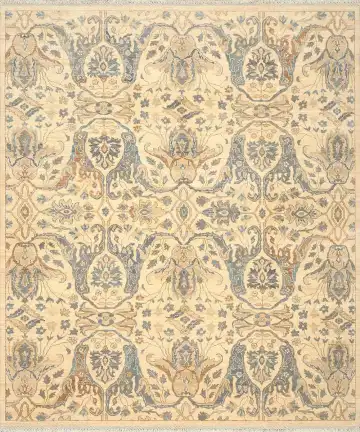 Ковёр Bidjar 4077 — кремовый и синий, с медальоном