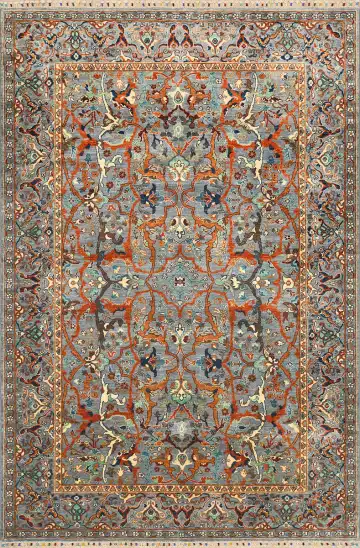 Ковёр Saltani 4088 — голубой и красный, сюжетный рисунок