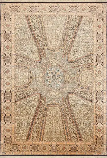 Ковёр Gombad 4113 — кремовый и коричневый, с медальоном