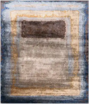Ковёр Rothko 4115 — синий и коричневый, с медальоном