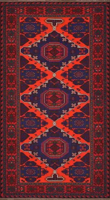 Ковёр Сумах 4118 — красный и чёрный, геометрический рисунок