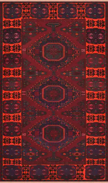 Ковёр Сумах 4119 — красный и чёрный, с медальоном