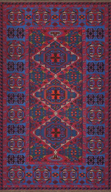 Ковёр Сумах 4120 — красный и синий, геометрический рисунок