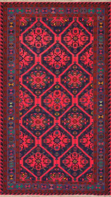 Ковёр Сумах 4121 — красный и синий, геометрический рисунок