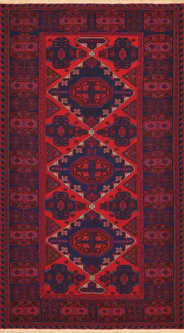 Ковёр Сумах 4122 — красный и чёрный, геометрический рисунок