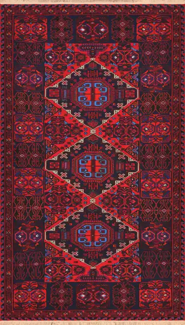 Ковёр Сумах 4123 — красный и чёрный, геометрический рисунок