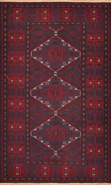 Ковёр Сумах 4126 — бордовый и красный, геометрический рисунок
