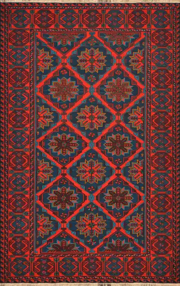 Ковёр Сумах 4127 — красный и синий, геометрический рисунок