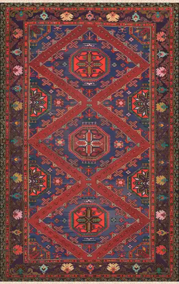 Ковёр Сумах 4128 — красный и синий, геометрический рисунок