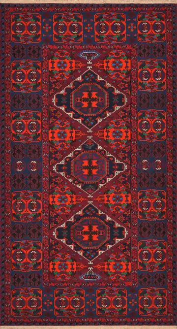 Ковёр Сумах 4130 — красный и чёрный, геометрический рисунок