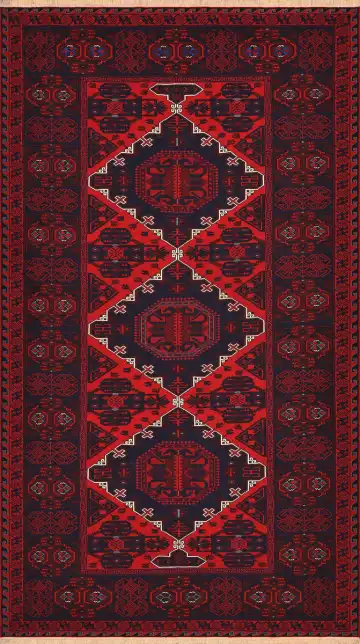Ковёр Сумах 4131 — красный и серый, геометрический рисунок