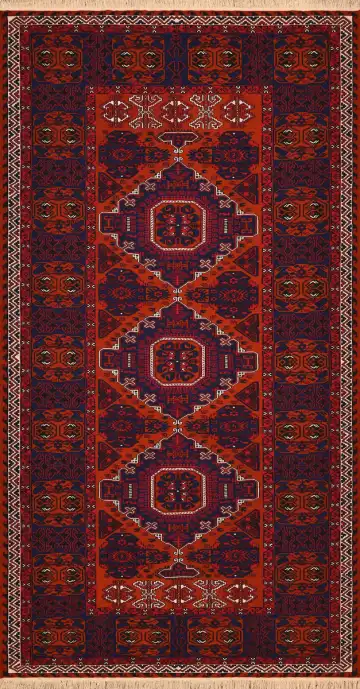Ковёр Сумах 4132 — красный и коричневый, геометрический рисунок