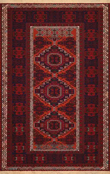 Ковёр Сумах 4134 — бордовый и оранжевый, с медальоном