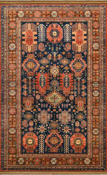 Ковёр Baluchi 4139 — синий и оранжевый, с медальоном
