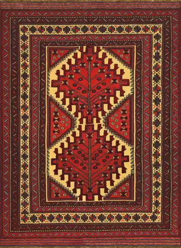 Ковёр Sirjan 4148 — красный и жёлтый, с медальоном
