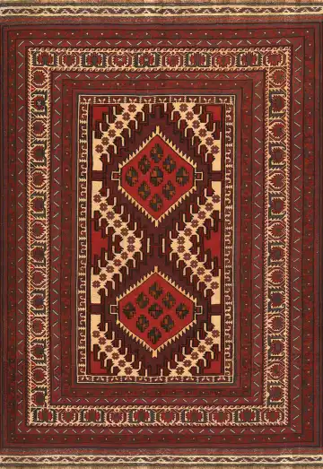 Ковёр Sirjan 4149 — красный и чёрный, с медальоном