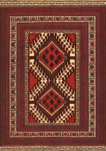 Ковёр Sirjan 4151 — красный и жёлтый, с медальоном