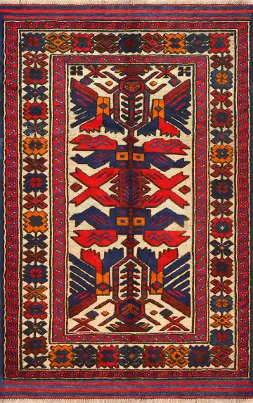 Ковёр Sirjan 4156 — красный и чёрный, геометрический рисунок