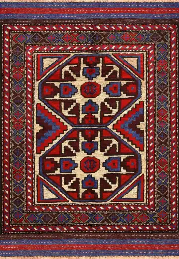 Ковёр Sirjan 4166 — красный и синий, с медальоном