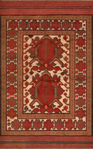 Ковёр Sirjan 4176 — красный и кремовый, с медальоном
