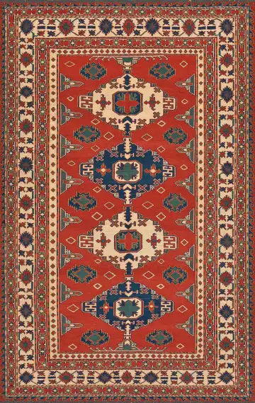 Ковёр Сумах 4188 — красный и синий, с медальоном