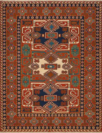 Ковёр Сумах 4191 — красный и синий, геометрический рисунок