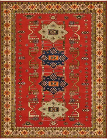Ковёр Сумах 4192 — красный и кремовый, с медальоном