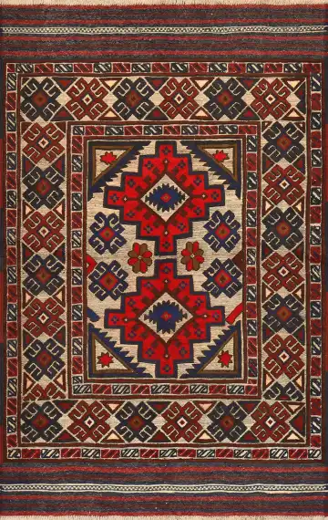 Ковёр Sirjan 4207 — коричневый и красный, с медальоном