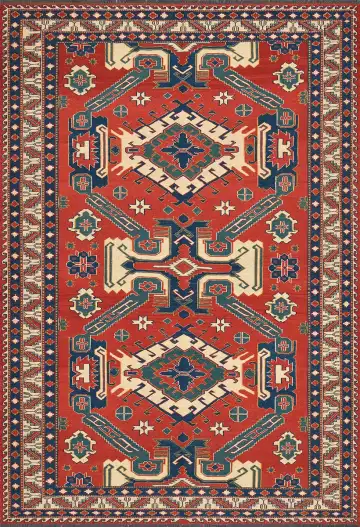 Ковёр Сумах 4209 — красный и синий, геометрический рисунок