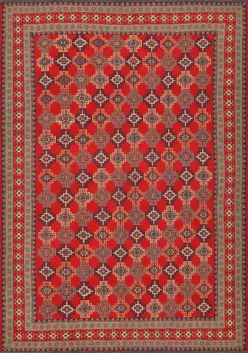 Ковёр Sirjan 4210 — красный и белый, геометрический рисунок