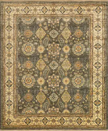 Ковёр Saltani 4213 — коричневый и золотистый, с медальоном