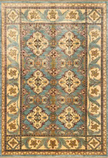 Ковёр Saltani 4216 — голубой и кремовый, с медальоном