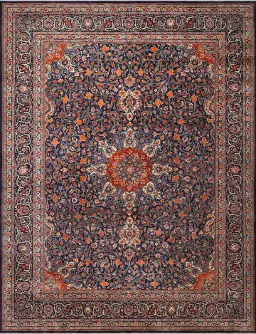 Персидский ковёр 4221 — синий и красный, растительный рисунок