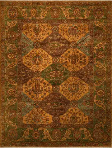 Ковёр Saltani 4222 — коричневый и оранжевый, геометрический рисунок