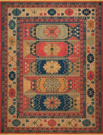 Ковёр Сумах 4226 — красный и синий, геометрический рисунок