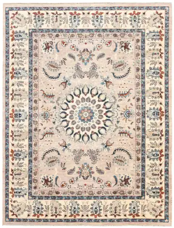 Ковёр Saltani 4227 — кремовый и голубой, сюжетный рисунок