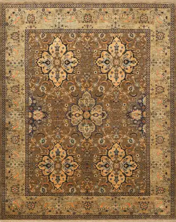 Ковёр Saltani 4232 — коричневый и кремовый, с медальоном