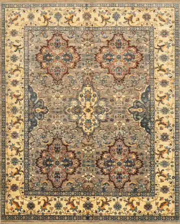 Ковёр Saltani 4234 — коричневый и голубой, восточный орнамент