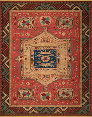 Ковёр Сумах 4239 — красный и кремовый, с медальоном