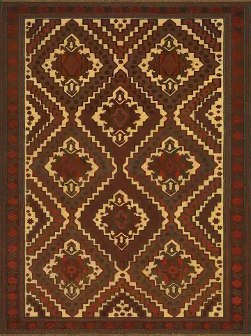 Ковёр Sirjan 4240 — кремовый и коричневый, с медальоном