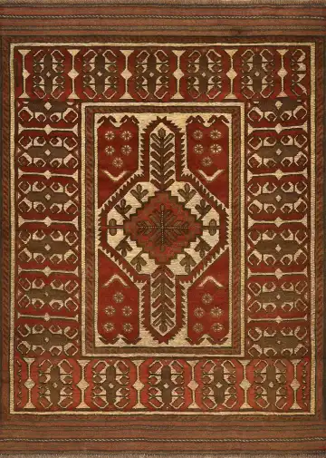 Ковёр Sirjan 4241 — бордовый и кремовый, с медальоном