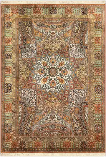 Ковёр Gombad 4259 — синий и кремовый, с медальоном