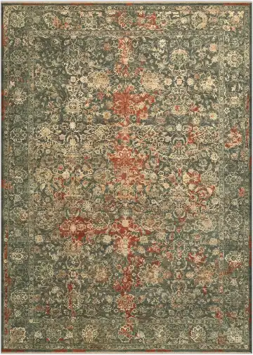 Ковёр Shabby Classic 4299 — зелёный и кремовый, восточный орнамент