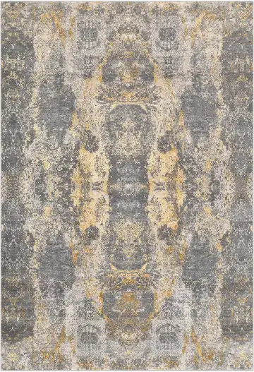 Ковёр Shabby Classic 4341 — серый и золотистый, с медальоном