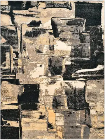 Ковёр Artwork 4343 — чёрный и бежевый, абстрактный рисунок