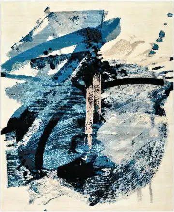 Ковёр Artwork 4390 — синий и кремовый, абстрактный рисунок