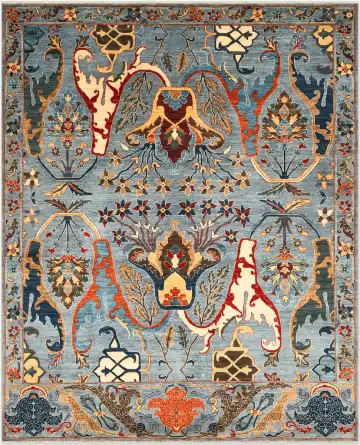 Ковёр Bidjar 4406 — голубой и красный, сюжетный рисунок