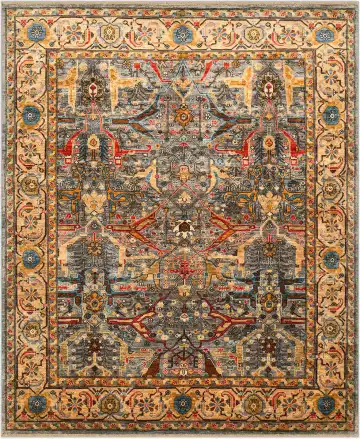 Ковёр Saltani 4408 — серый и красный, сюжетный рисунок
