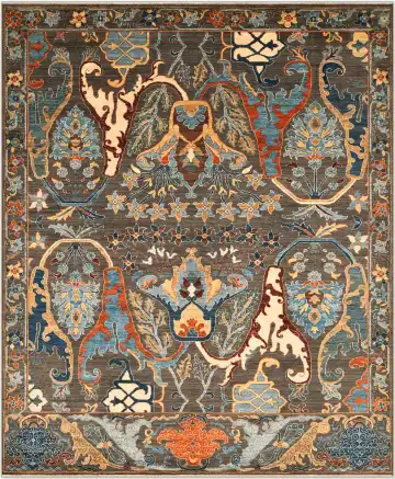 Ковёр Bidjar 4413 — коричневый и оранжевый, сюжетный рисунок
