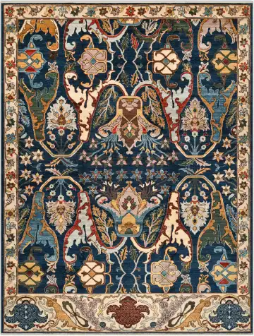 Ковёр Bidjar 4441 — синий и кремовый, с медальоном